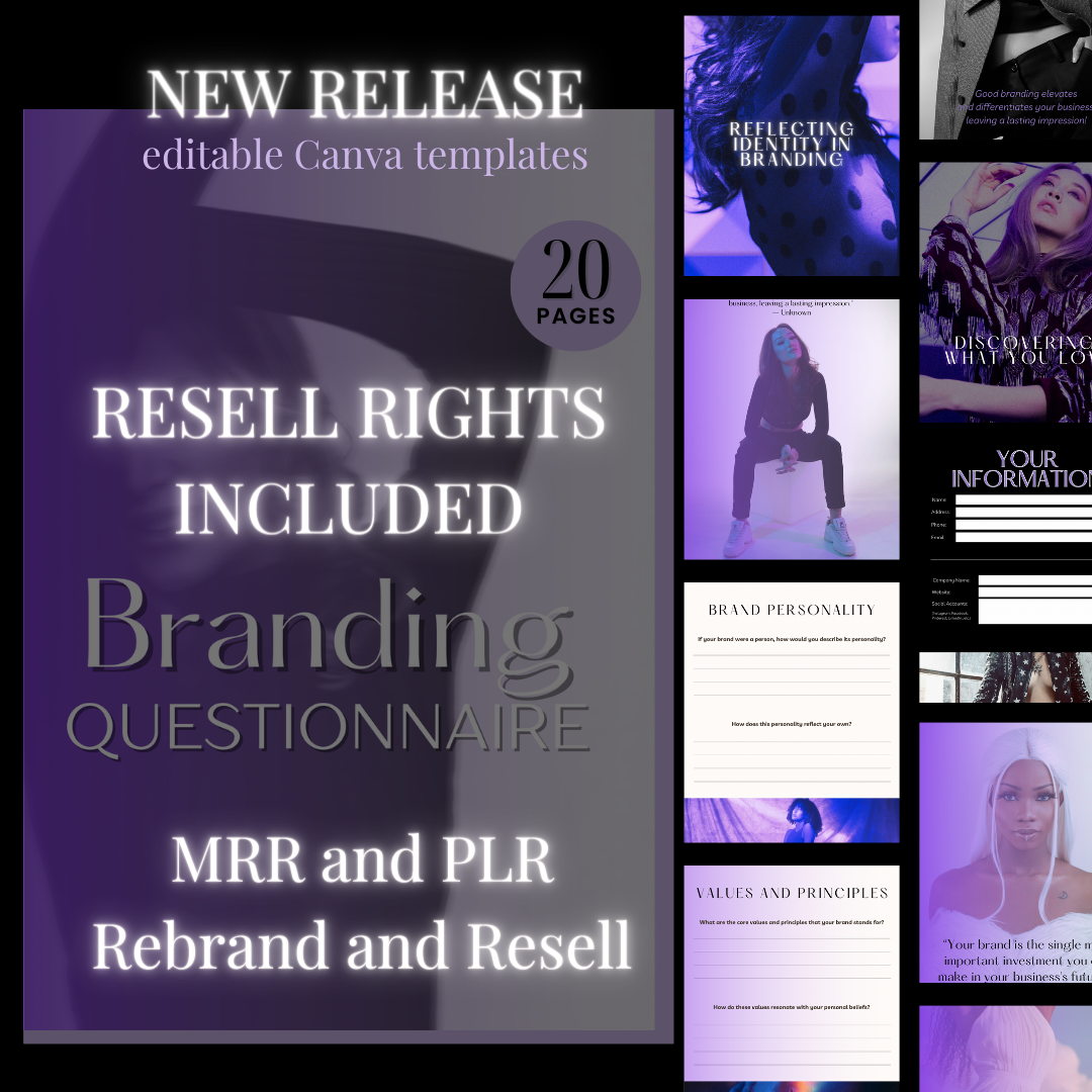 Transform Your Brand: Branding Questionnaire for Digital Entrepreneurs - Unleash Innovation & Authenticity- MRR PLR resell rights included